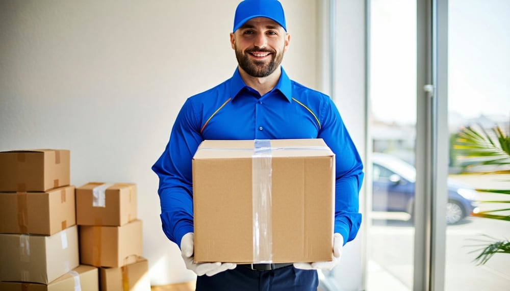 Courier handling a secure package for same-day delivery Courier handling a secure package for same-day delivery